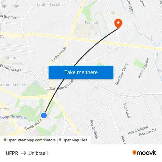 UFPR to Unibrasil map