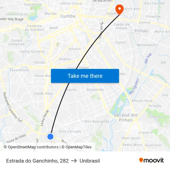 Estrada do Ganchinho, 282 to Unibrasil map