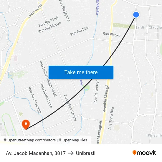 Av. Jacob Macanhan, 3817 to Unibrasil map