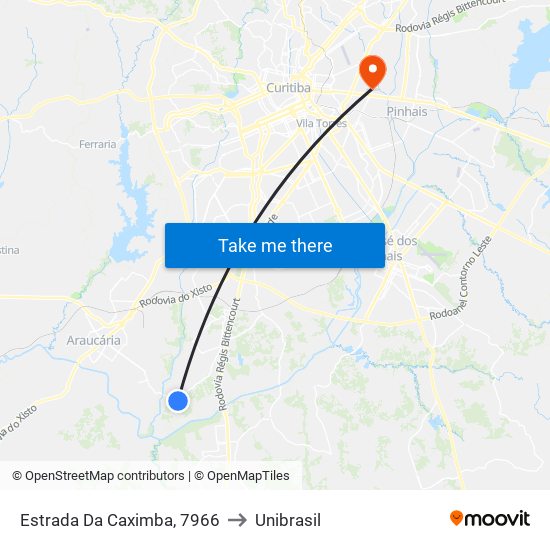 Estrada Da Caximba, 7966 to Unibrasil map
