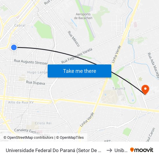 Universidade Federal Do Paraná (Setor De Artes E Comunicação) to Unibrasil map