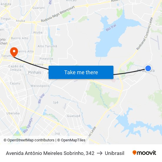 Avenida Antônio Meireles Sobrinho, 342 to Unibrasil map
