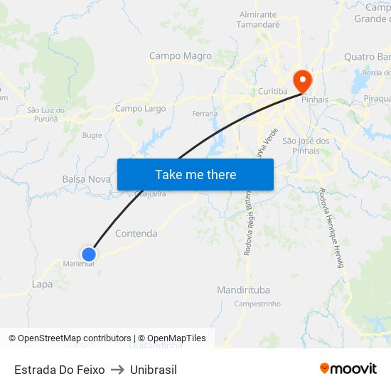 Estrada Do Feixo to Unibrasil map