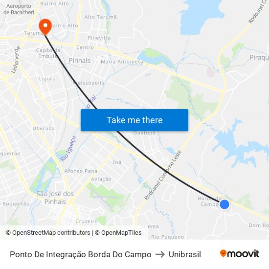 Ponto De Integração Borda Do Campo to Unibrasil map