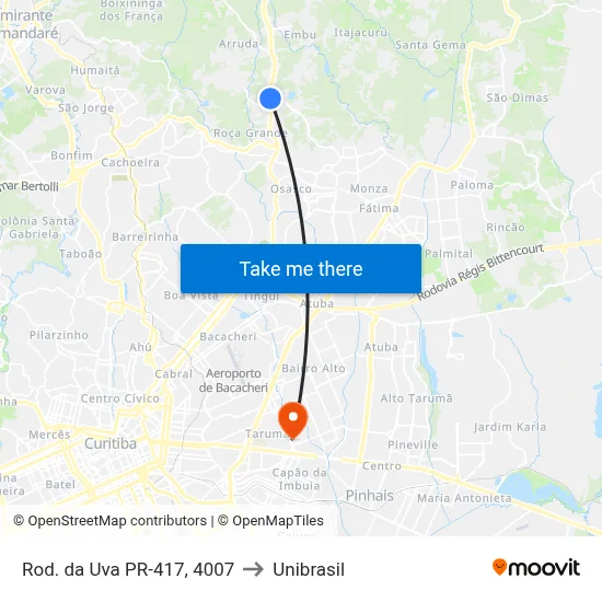 Rod. da Uva PR-417, 4007 to Unibrasil map