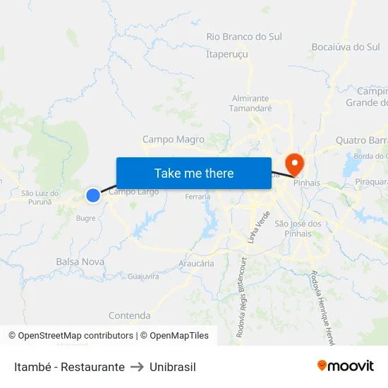 Itambé - Restaurante to Unibrasil map