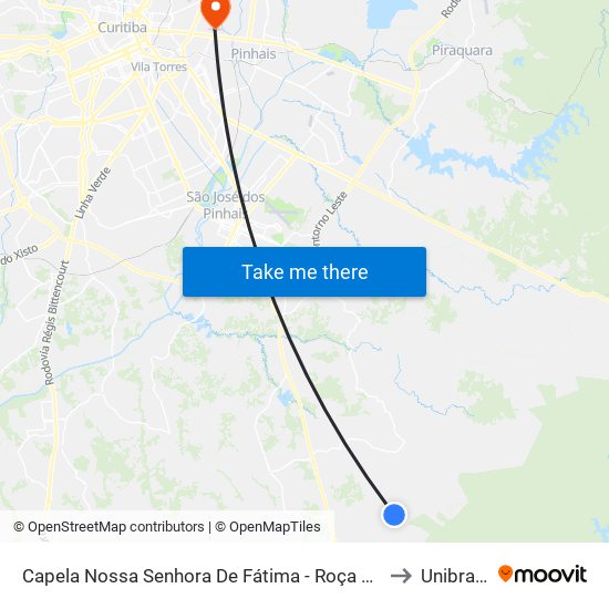 Capela Nossa Senhora De Fátima - Roça Velha to Unibrasil map