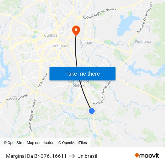 Marginal Da Br-376, 16611 to Unibrasil map