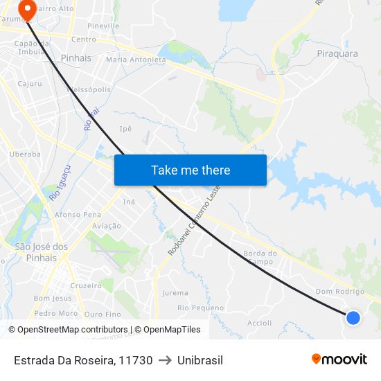 Estrada Da Roseira, 11730 to Unibrasil map