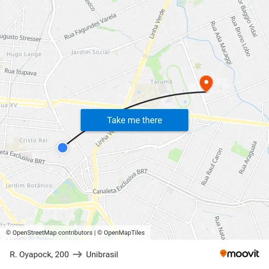 R. Oyapock, 200 to Unibrasil map