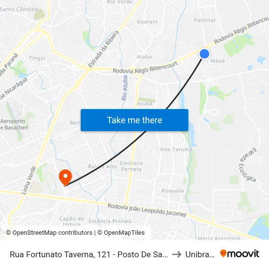 Rua Fortunato Taverna, 121 - Posto De Saúde to Unibrasil map