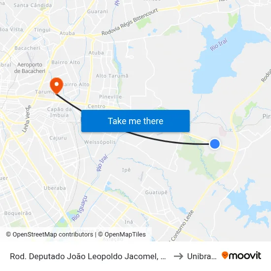 Rod. Deputado João Leopoldo Jacomel, 4675 to Unibrasil map