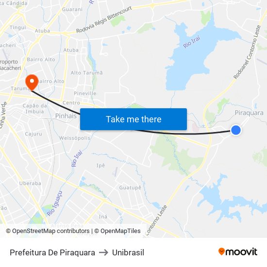 Prefeitura De Piraquara to Unibrasil map