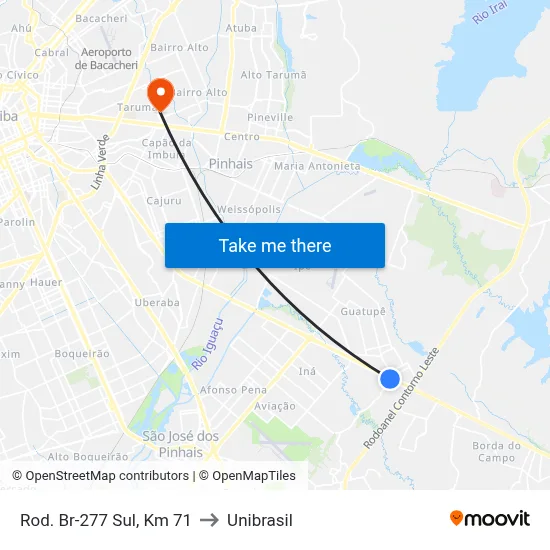 Rod. Br-277 Sul, Km 71 to Unibrasil map