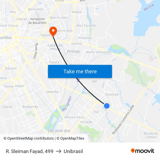 R. Sleiman Fayad, 499 to Unibrasil map