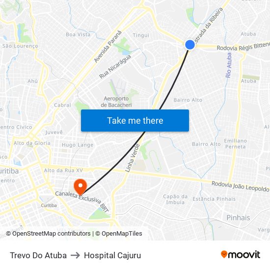 Av. Marechal Mascarenhas De Moraes, 2400 to Hospital Cajuru map