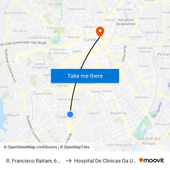 R. Francisco Raitani, 6600 to Hospital De Clinicas Da Ufpr map