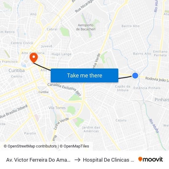 Av. Victor Ferreira Do Amaral, 3377 to Hospital De Clinicas Da Ufpr map