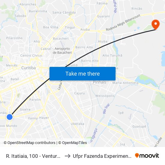 R. Itatiaia, 100 - Ventura Shopping to Ufpr Fazenda Experimental Cangüiri map