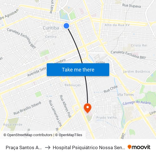 Praça Santos Andrade to Hospital Psiquiátrico Nossa Senhora Da Luz map