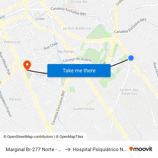 Marginal Br-277 Norte - Churrascaria Marumbi to Hospital Psiquiátrico Nossa Senhora Da Luz map