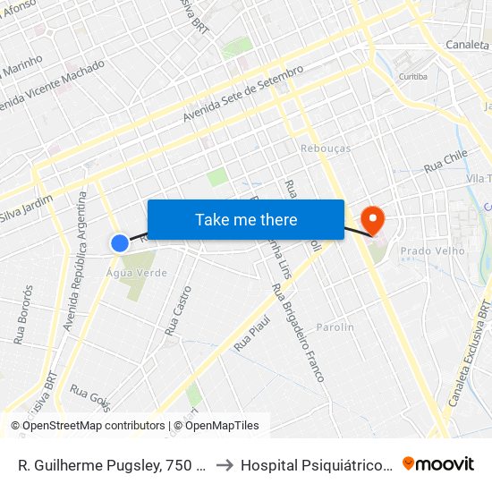 R. Guilherme Pugsley, 750 - Largo Doutor Acir Mullinari to Hospital Psiquiátrico Nossa Senhora Da Luz map