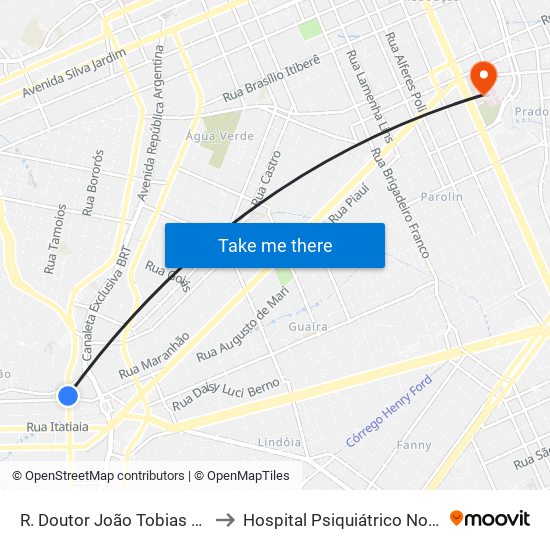 R. Doutor João Tobias Pinto Rebelo, 3500 to Hospital Psiquiátrico Nossa Senhora Da Luz map