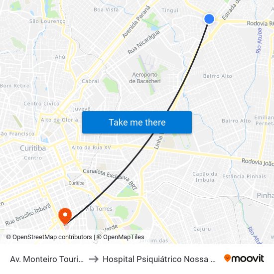 Av. Monteiro Tourinho, 1599 to Hospital Psiquiátrico Nossa Senhora Da Luz map