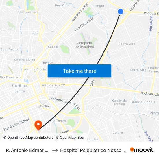 R. Antônio Edmar Barone, 30 to Hospital Psiquiátrico Nossa Senhora Da Luz map