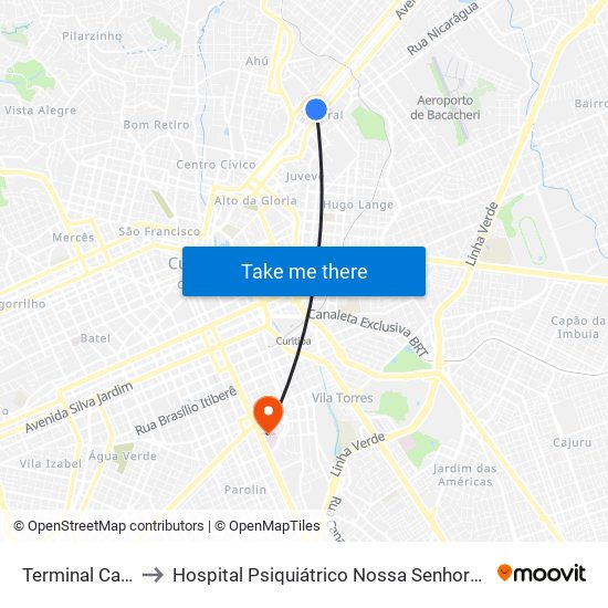 Terminal Cabral to Hospital Psiquiátrico Nossa Senhora Da Luz map