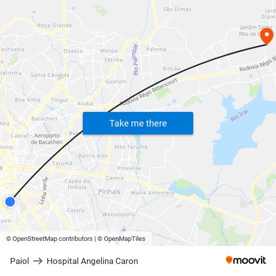 Paiol to Hospital Angelina Caron map