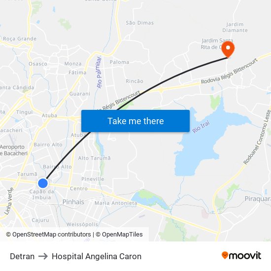 Detran to Hospital Angelina Caron map