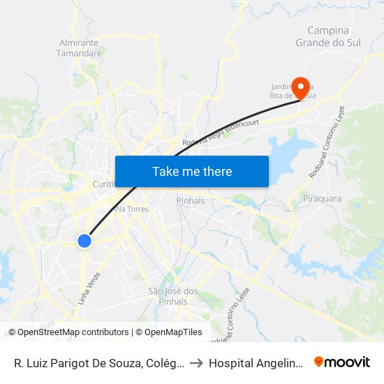 R. Luiz Parigot De Souza, Colégio Bagozzi to Hospital Angelina Caron map