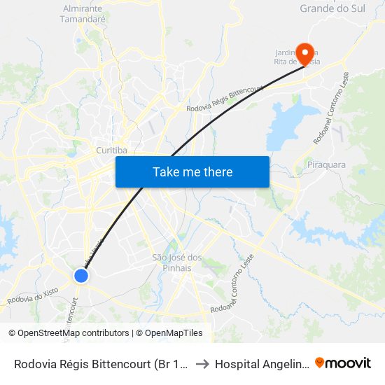 Rodovia Régis Bittencourt (Br 116) - Servopa to Hospital Angelina Caron map