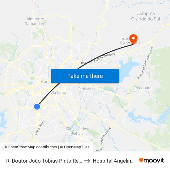 R. Doutor João Tobias Pinto Rebelo, 3500 to Hospital Angelina Caron map