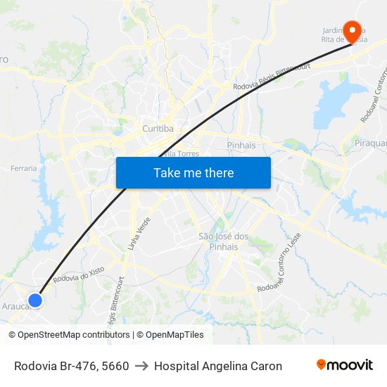 Rodovia Br-476, 5660 to Hospital Angelina Caron map