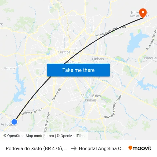 Rodovia do Xisto (BR 476), 5660 to Hospital Angelina Caron map