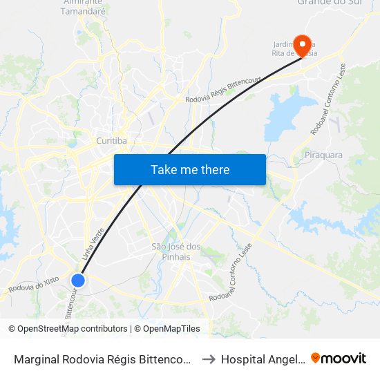 Marginal Rodovia Régis Bittencourt (Br 116) - Ceasa to Hospital Angelina Caron map