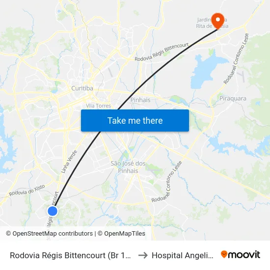 Rodovia Régis Bittencourt (Br 116) - Passarela to Hospital Angelina Caron map
