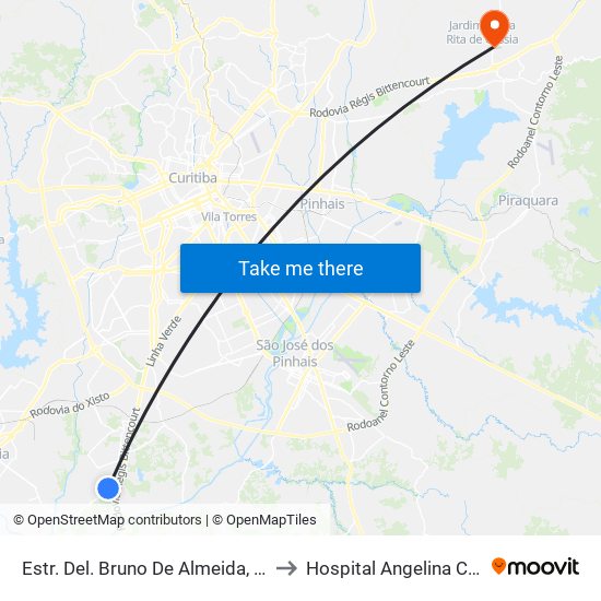 Estr. Del. Bruno De Almeida, 3617 to Hospital Angelina Caron map