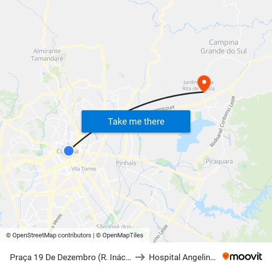 Praça 19 De Dezembro (R. Inácio Lustosa) to Hospital Angelina Caron map