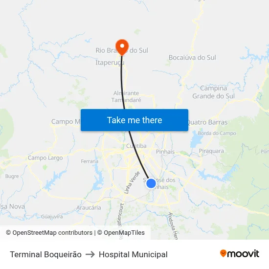 Terminal Boqueirão to Hospital Municipal map