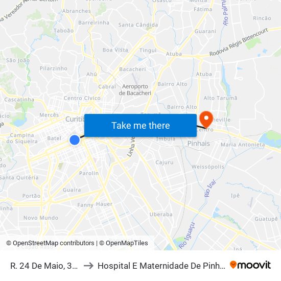 R. 24 De Maio, 300 to Hospital E Maternidade De Pinhais map