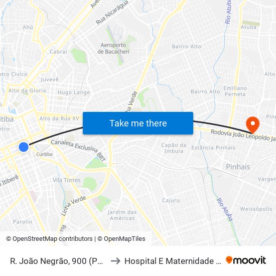 R. João Negrão, 900 (Ponte Preta) to Hospital E Maternidade De Pinhais map