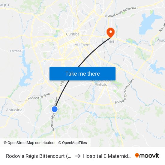 Rodovia Régis Bittencourt (Br 116) - Passarela to Hospital E Maternidade De Pinhais map