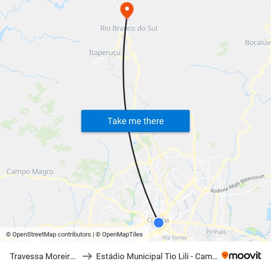 Travessa Moreira Garcez to Estádio Municipal Tio Lili - Campo Da Madre map
