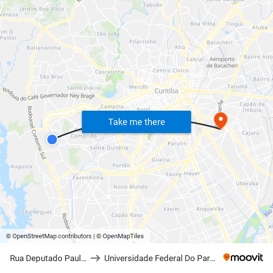 Rua Deputado Paulo Wright, Us Augusta to Universidade Federal Do Paraná Campus Centro Politécnico map