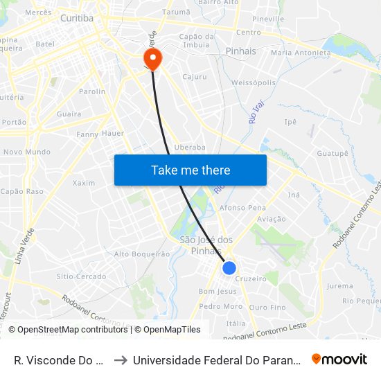 R. Visconde Do Rio Branco, 2657 to Universidade Federal Do Paraná Campus Centro Politécnico map