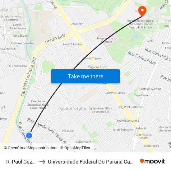 R. Paul Cezanne, 251 to Universidade Federal Do Paraná Campus Centro Politécnico map