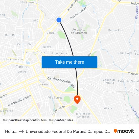 Holanda to Universidade Federal Do Paraná Campus Centro Politécnico map